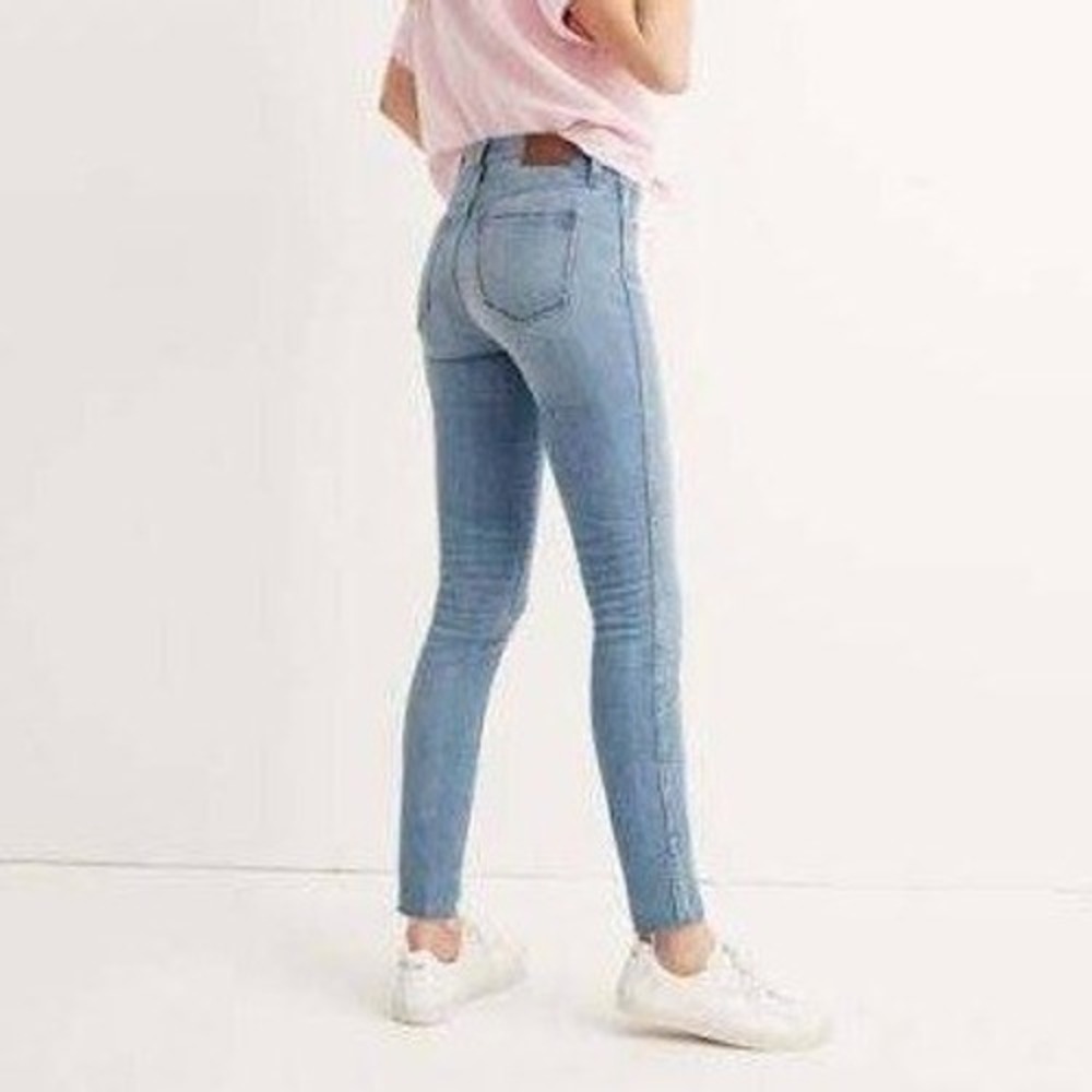 Madewell 9" High-Rise Skinny Jeans Women's 26 Blue Raw Step Hem Seam Detail